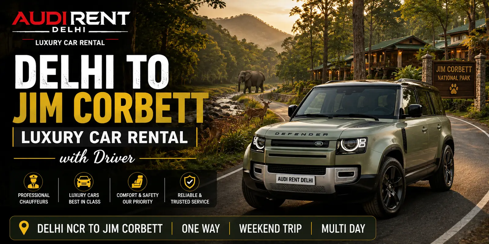 Delhi to Jim Corbett car rental with driver