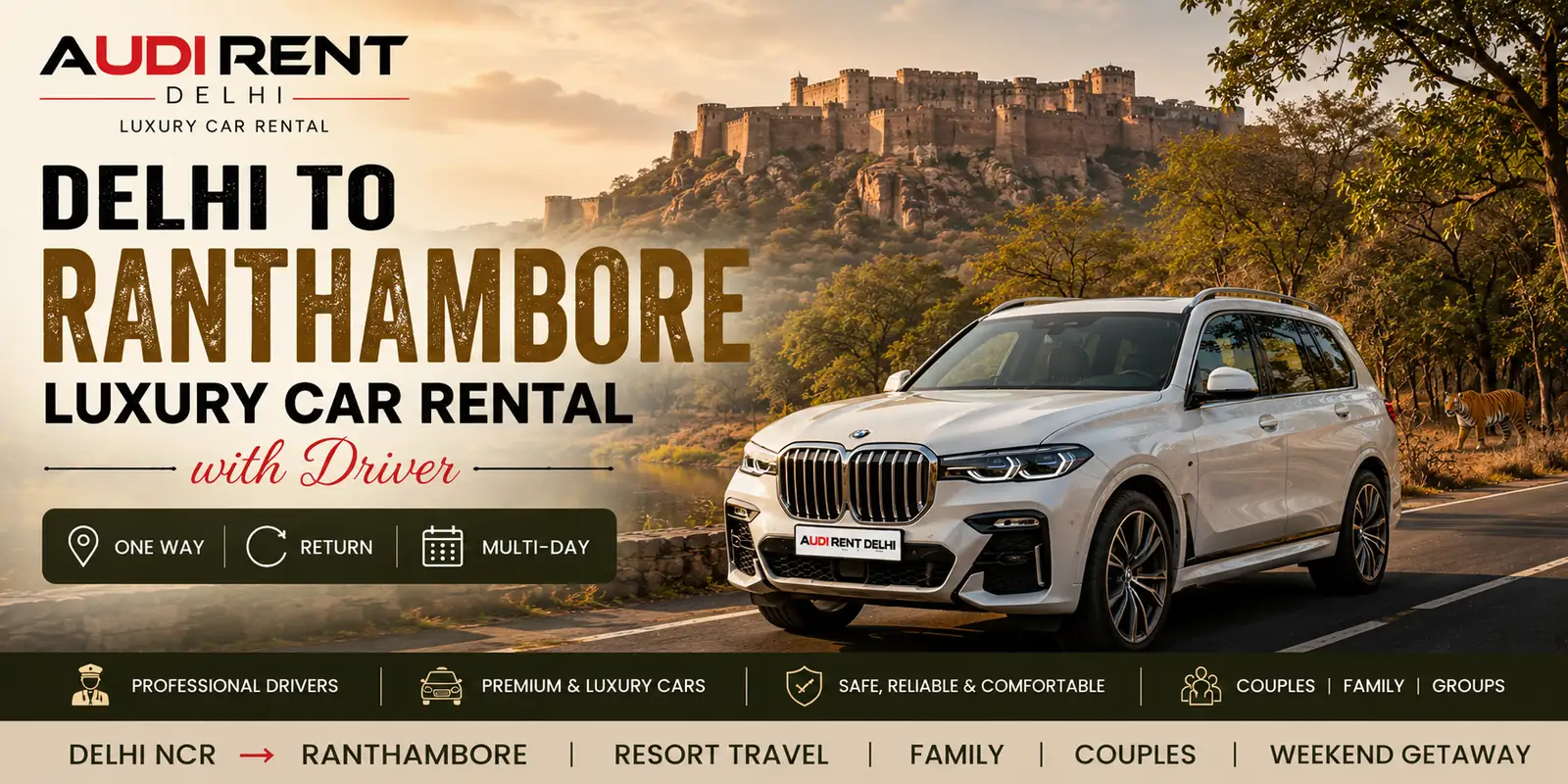 Delhi to Ranthambore luxury car rental with driver