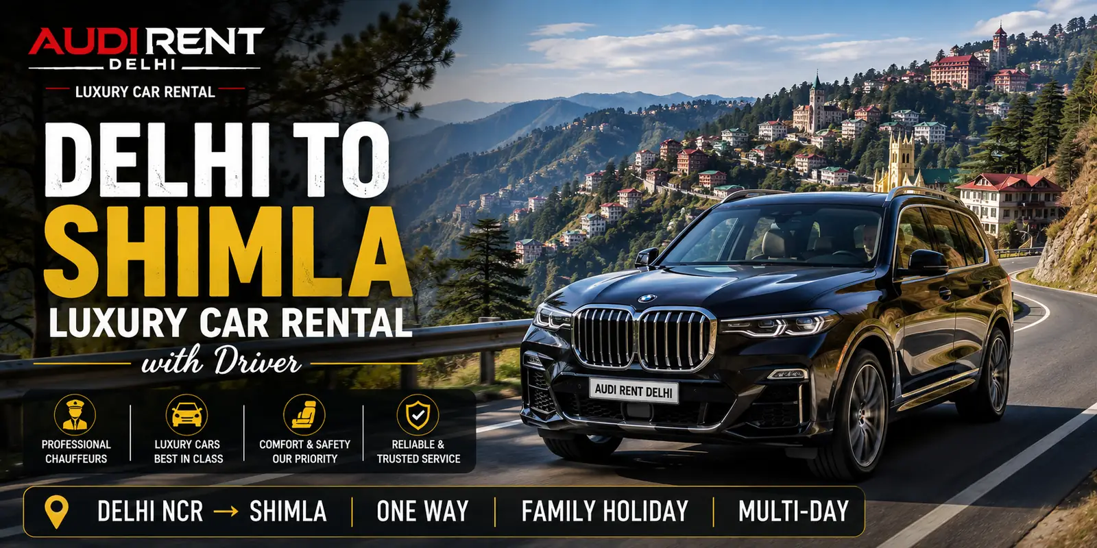 Delhi to Shimla car rental with driver