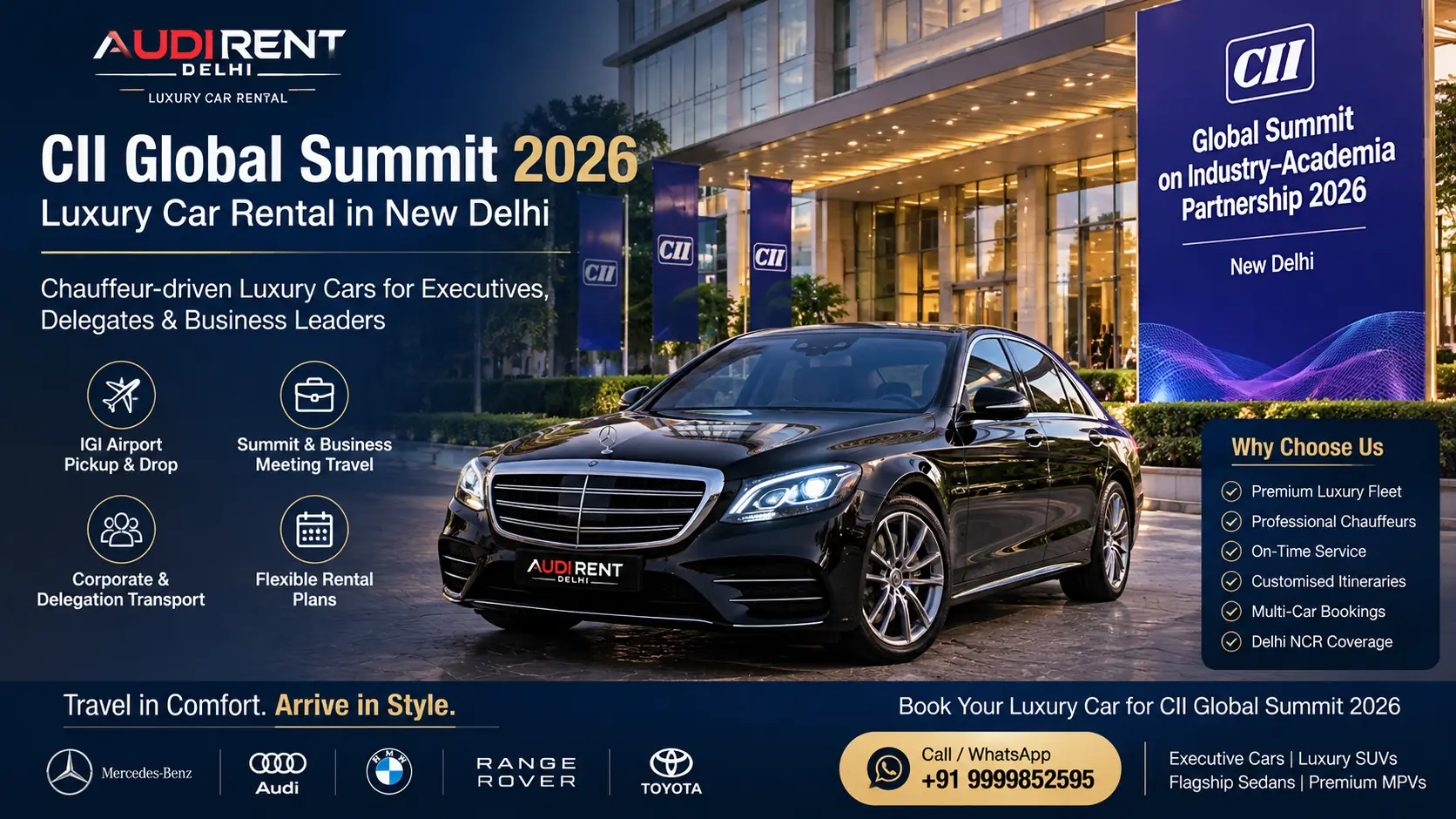Luxury car rental for CII Global Summit 2026 in New Delhi – Audi Rent Delhi