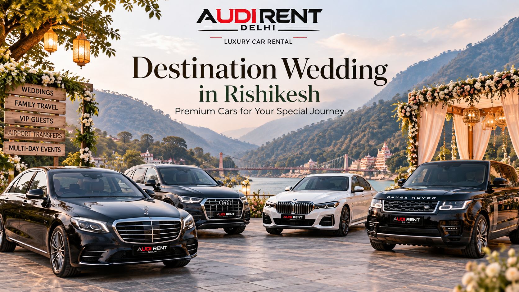 Luxury car rental for destination wedding in Rishikesh with Audi Rent Delhi