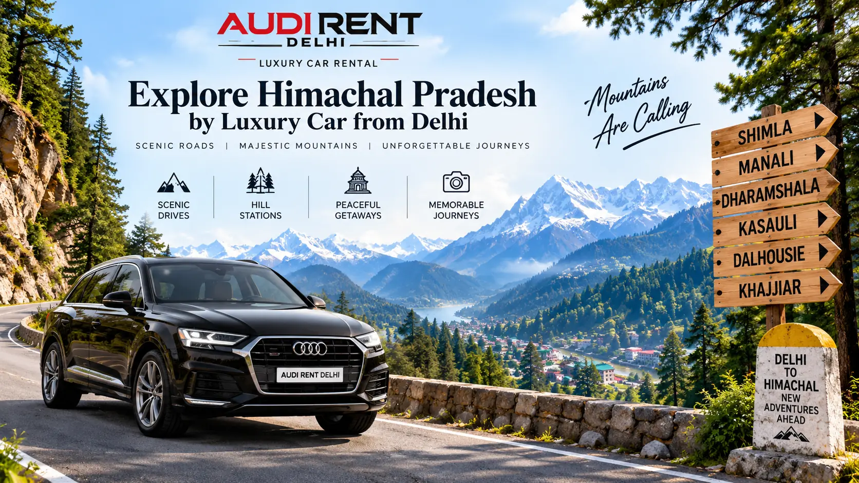 Explore Himachal Pradesh by luxury car from Delhi with chauffeur – Audi Rent Delhi