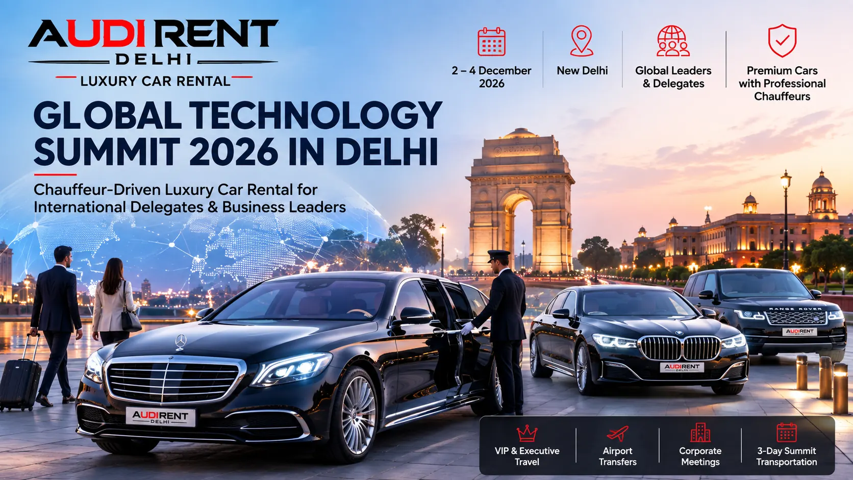 Luxury car rental for Global Technology Summit 2026 in New Delhi – Audi Rent Delhi