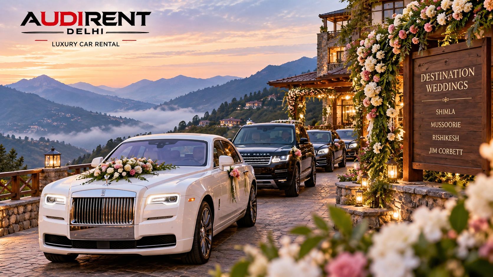 Luxury cars for hill destination weddings in Shimla, Mussoorie, Rishikesh and Jim Corbett