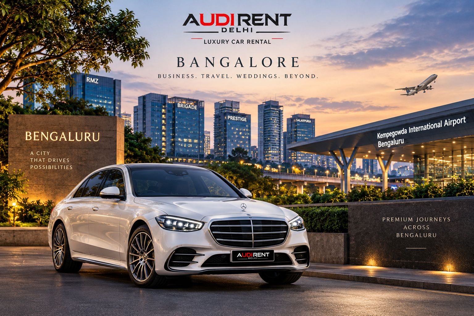 Luxury car rental in Bangalore with chauffeur near Bengaluru Airport