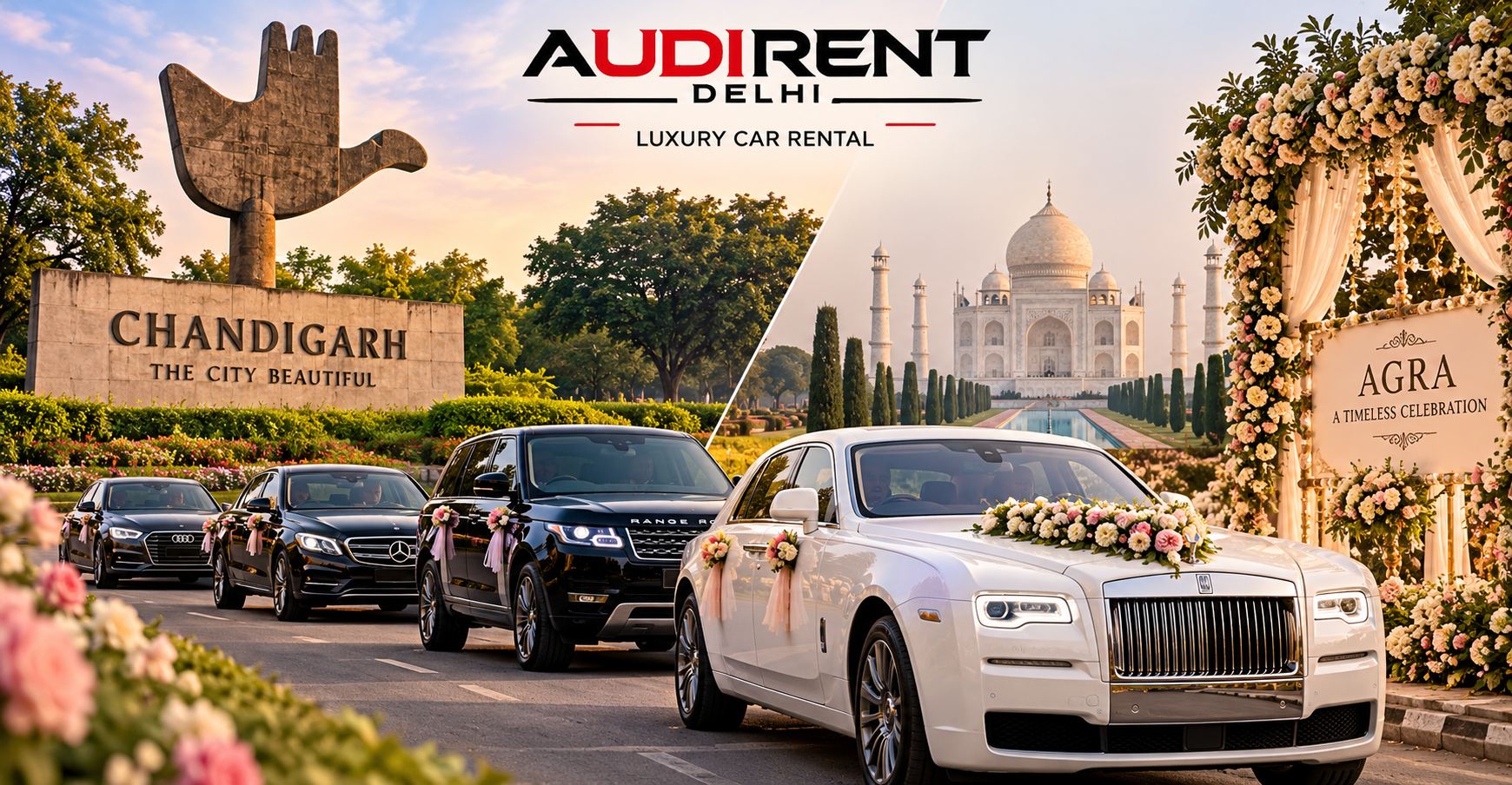 Luxury cars for destination weddings in Chandigarh and Agra with chauffeur-driven wedding car service