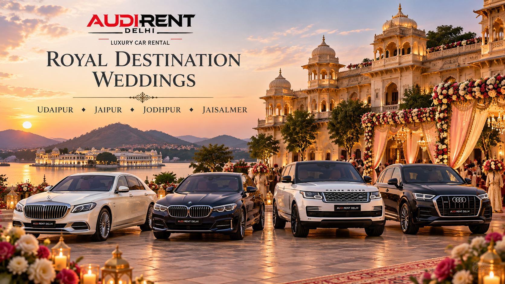 Luxury cars for royal destination weddings in Udaipur, Jaipur, Jodhpur and Jaisalmer