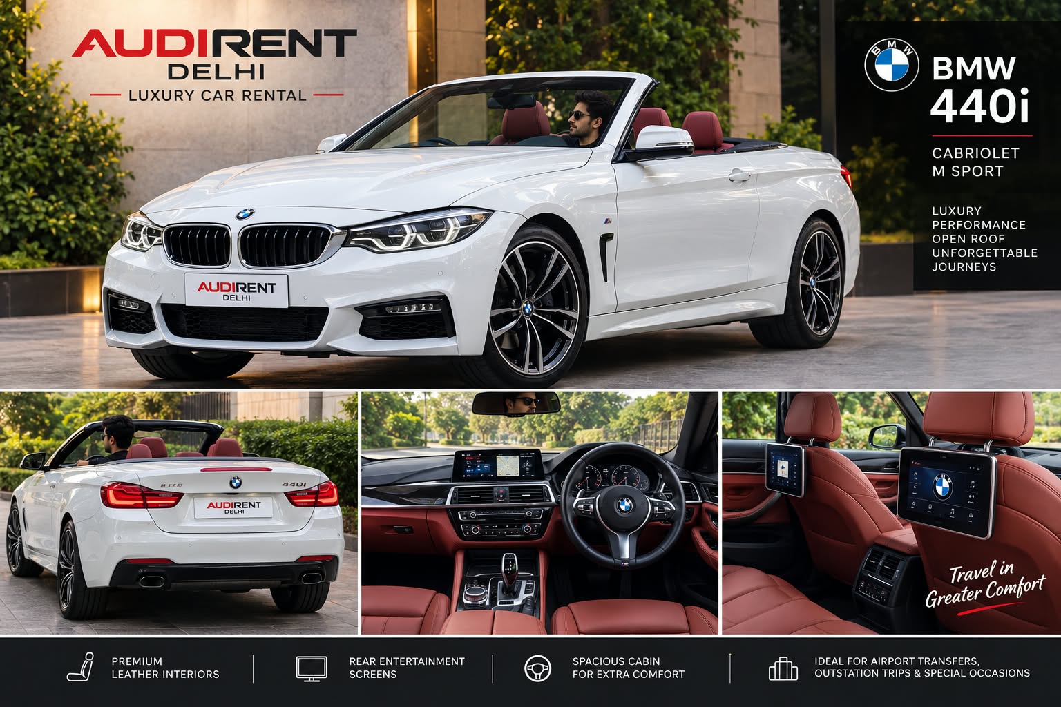 BMW 440i rental in Delhi NCR by Audi Rent Delhi