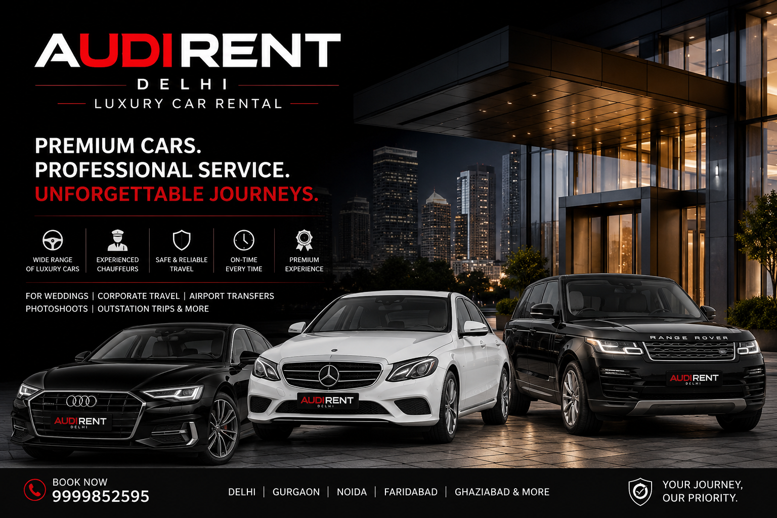 Audi Rent Delhi chauffeur-driven luxury car rental service in Delhi NCR