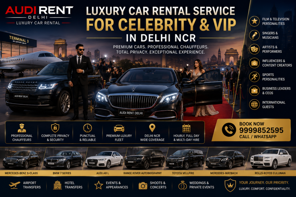 Luxury car rental for celebrities and VIPs in Delhi NCR with professional chauffeur service
