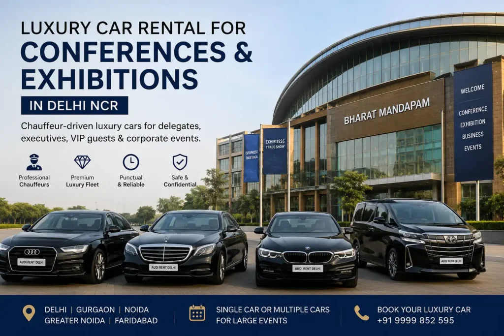 Chauffeur-driven luxury cars for conferences and exhibitions in Delhi NCR