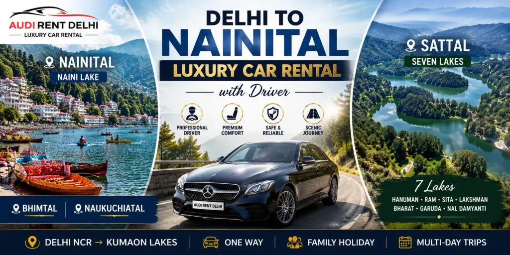 Delhi to Nainital car rental with driver for Nainital, Bhimtal, Sattal and Naukuchiatal