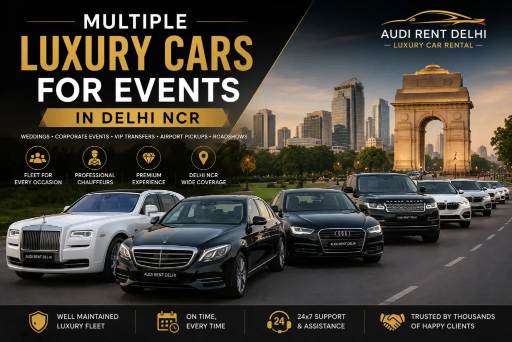 Multiple chauffeur-driven luxury cars for events in Delhi NCR