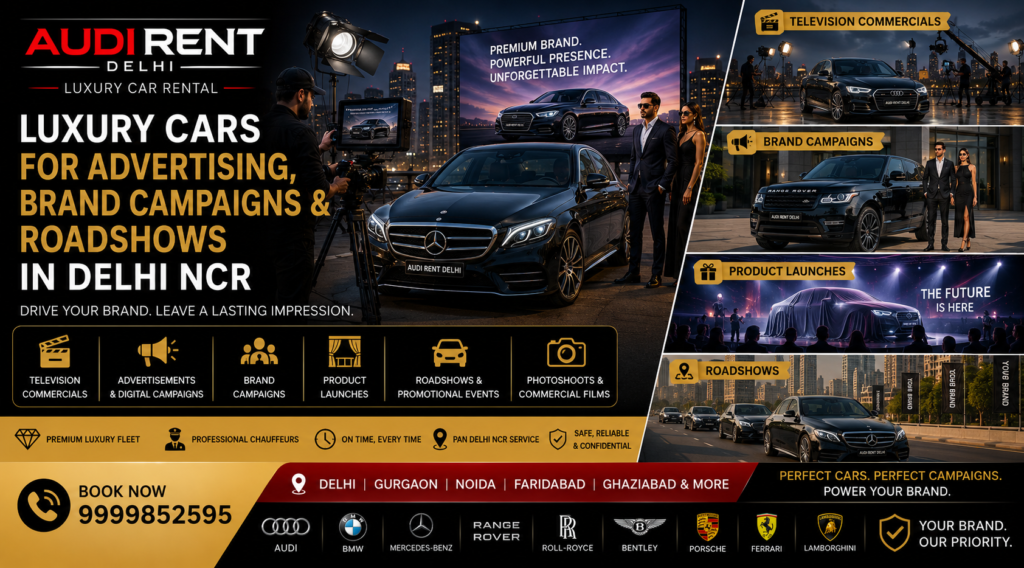 Luxury cars for advertising, brand campaigns, television commercials, product launches and roadshows in Delhi NCR