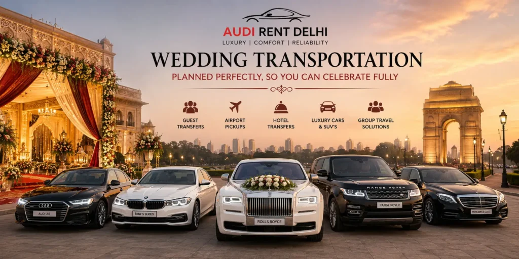 Luxury cars for wedding transportation in Delhi NCR including guest, airport and hotel transfers
