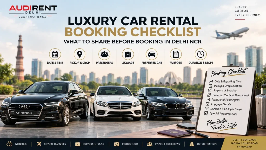 Luxury car rental booking checklist in Delhi NCR – Audi Rent Delhi