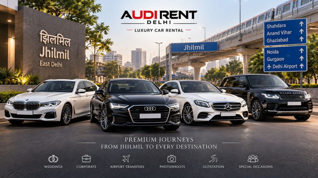 Luxury car rental in Jhilmil with Audi, BMW, Mercedes and Range Rover