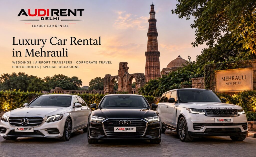Luxury car rental in Mehrauli with Audi, Mercedes and Range Rover near Qutub Minar