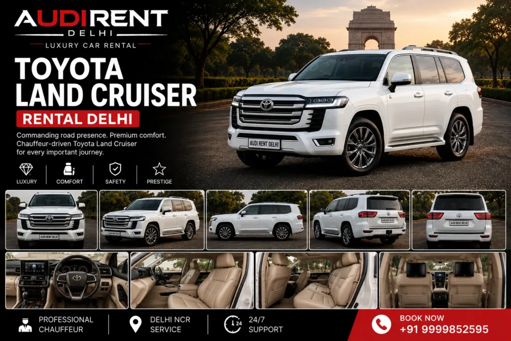 Toyota Land Cruiser rental in Delhi NCR with chauffeur – Audi Rent Delhi