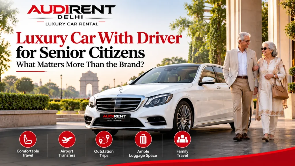 Luxury car with driver for senior citizens in Delhi NCR