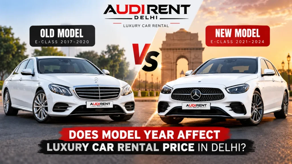 Old vs new Mercedes E-Class models for luxury car rental in Delhi
